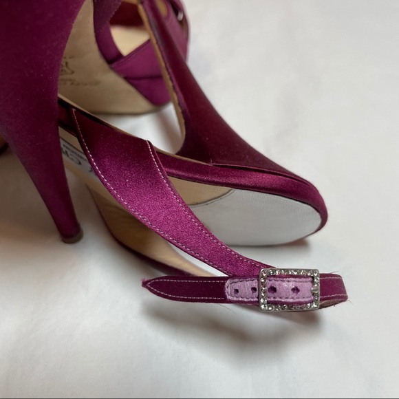 4.5” Choo Satin Stiletto Heels, Fuchsia, Italian size 40 - Picture 8 of 15